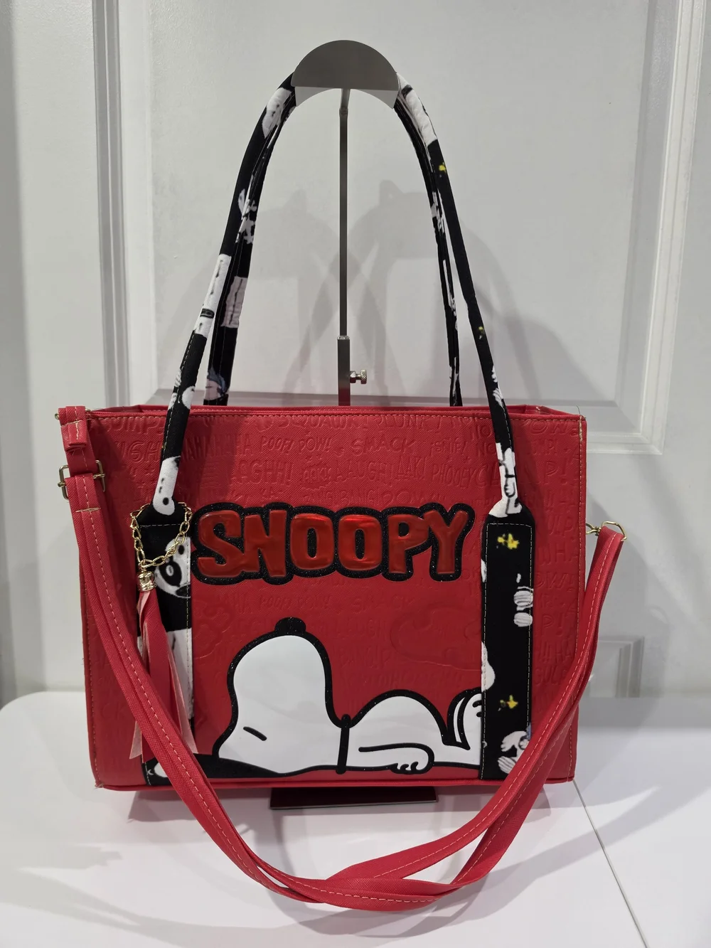 Snoopy Red Tote Laptop Bag with Character Applique